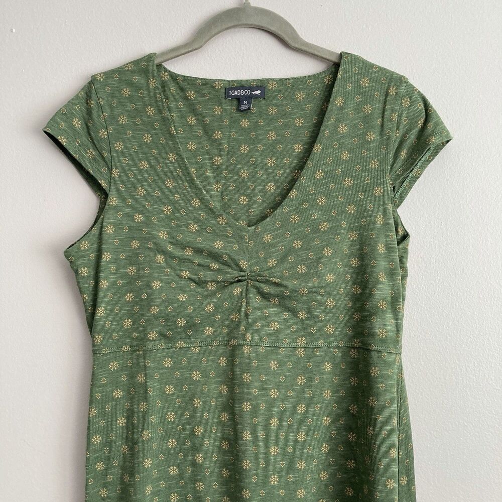 Toad & Co Rosemarie Green Cap Sleeve Dress Size Medium Organic Cotton Casual - Picture 5 of 11